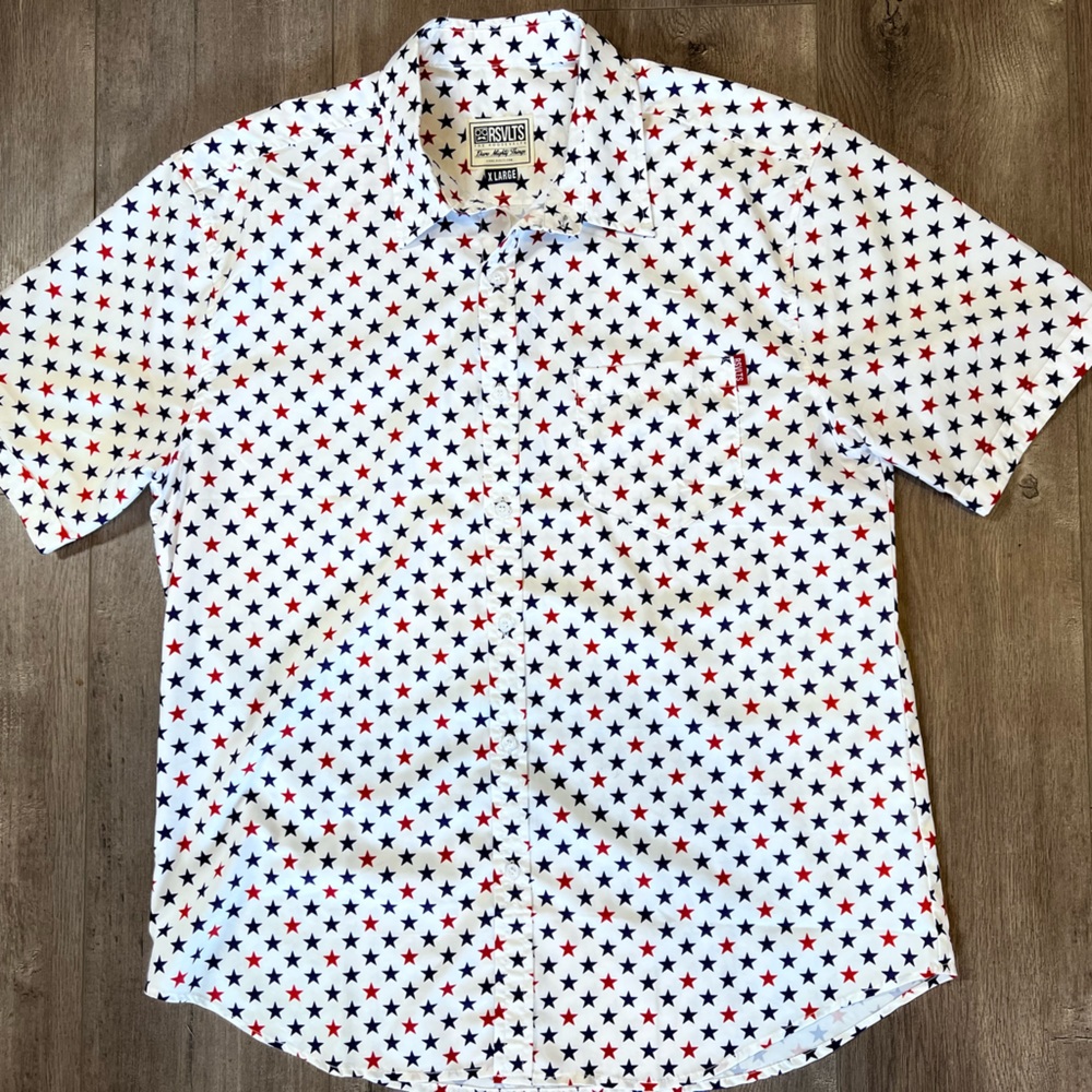 Mens XL RSVLTS Betsy Ross Flag Stars Parriotic Americana Shirt